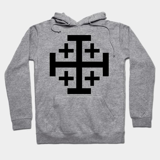 Jerusalem Cross (black) Hoodie by PabloDeChenez